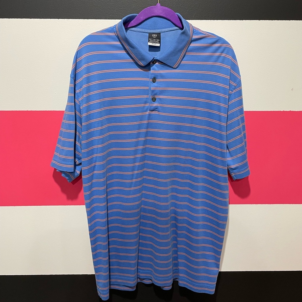 Nike Blue and Orange Striped XL Golf Polo